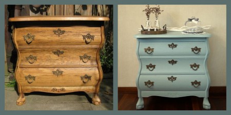 Een leuk buikkastje met lichtblauwe krijtverf geverfd.